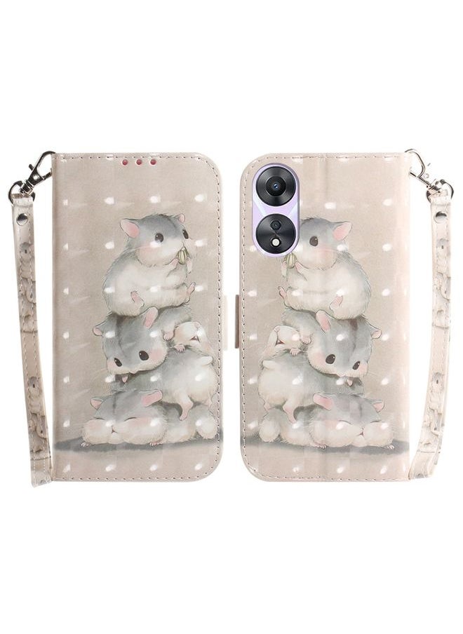 HuHa Case Cover For OPPO A78 4G 3D Colored Horizontal Flip Leather Phone Case Squirrels 