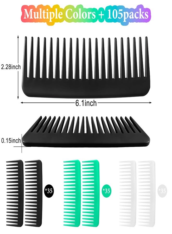 HOFASON 105 Pcs Wide Tooth Combs Bulk for Women, Curly Wet Hair Large Disposable Combs 6.1 Inch for Girls Teen Men Travel Hotel Homeless Charity Church Nursing Home(Black, White, Green) - Image 2