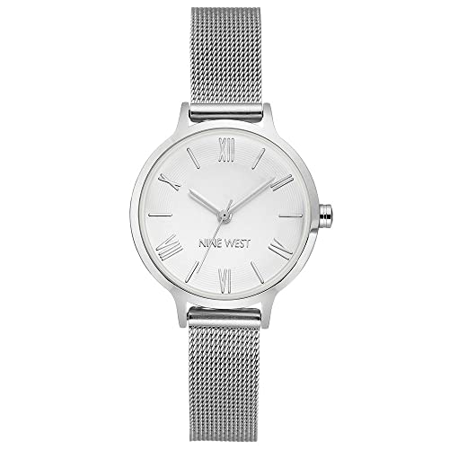 Nine West Women's NW/2229SVSV Silver-Tone Mesh Bracelet Watch - Image 1