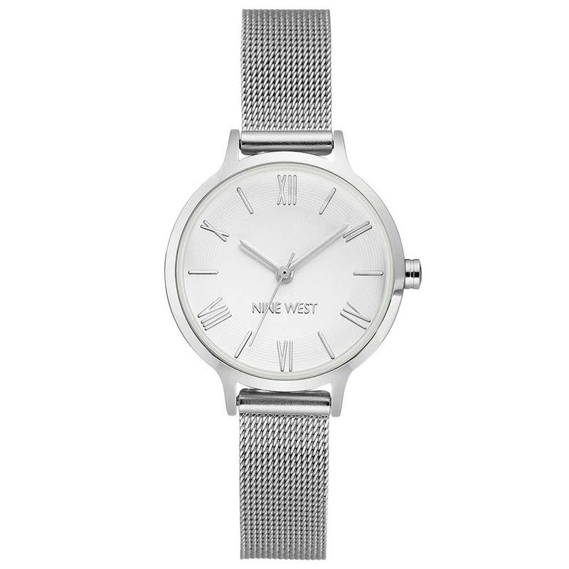 Nine West Women's NW/2229SVSV Silver-Tone Mesh Bracelet Watch - Image 4