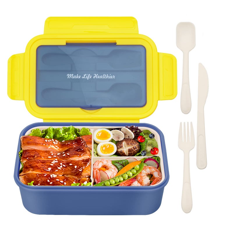 BIBURY Bento Box 1400ml Leakproof Lunch Box for Adults and Kids Food Container with 3 Compartments and Cutlery DishwasherFDA ApprovedBPA Free Meal Prep Containers Sandwich Box