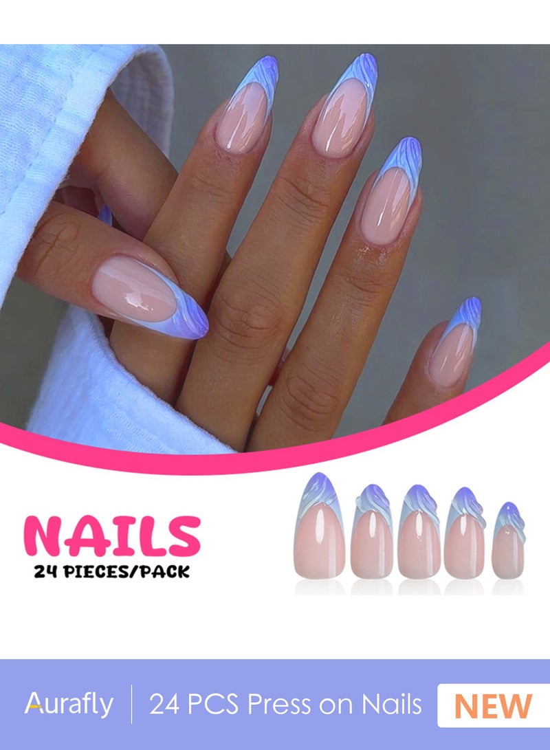أورافلي مجموعة أظافر قابلة للارتداء مكونة من 24 قطعة، أظافر صناعية، أظافر أوروبية وأمريكية، متعددة الاستخدامات، قابلة للفصل، لا تؤذي الأظافر، الأظافر النهائية مناسبة للفتيات - Image 1
