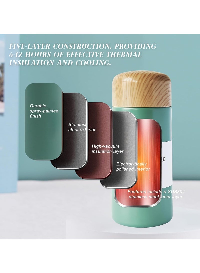 CMGTYYD. 150ML قنينة حرارية صغيرة لشاي قهوة الحليب,قنينات صغيرة للمشروبات الباردة الساخنة,زجاجة مياه صغيرة من الفولاذ المقاوم للصدأ 304,قنينة فراغ محمولة للعمل (خضراء) - Image 4