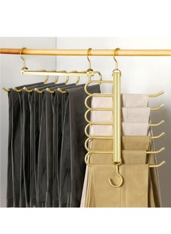 Pants Hangers Space Saving Pants Organizer for Closet and No Assembly Required Multi-Functional Pants Rack for Slacks Jeans Trousers Skits Scarf etc (Gold 1Pack)