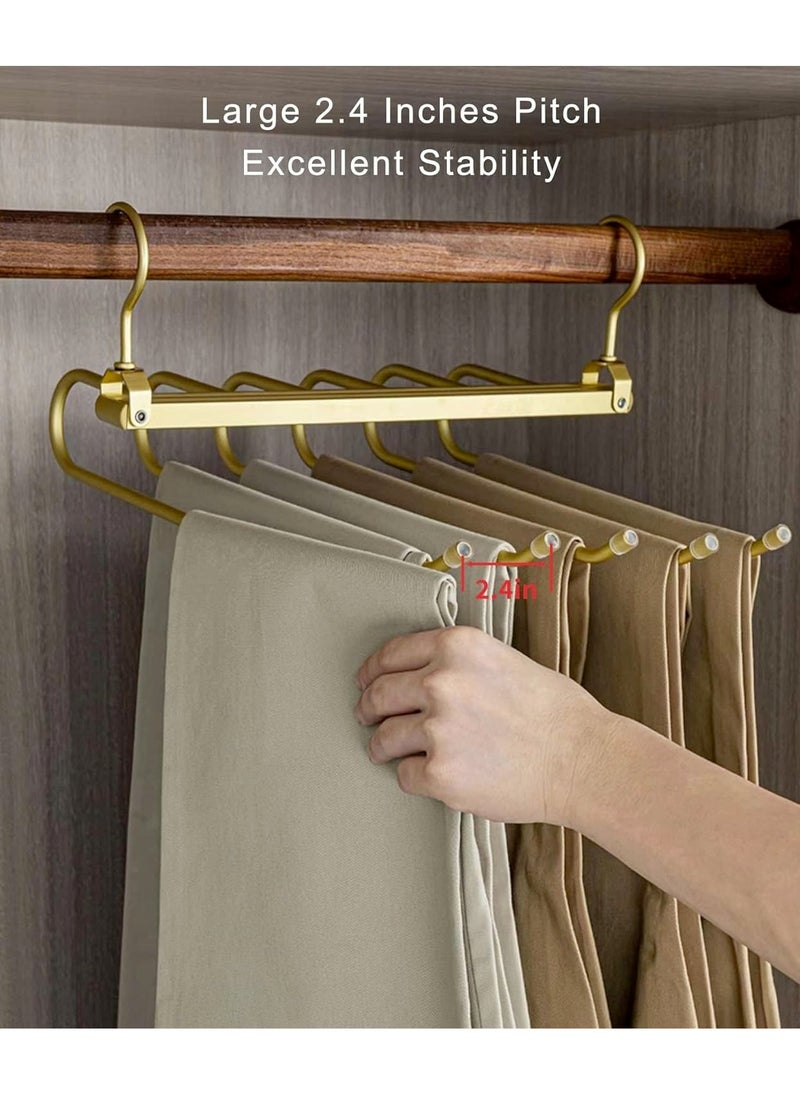 LEDIN - Pants Hangers Space Saving Pants Organizer for Closet and No Assembly Required Multi-Functional Pants Rack for Slacks Jeans Trousers Skits Scarf etc (Gold 1Pack) - Image 1