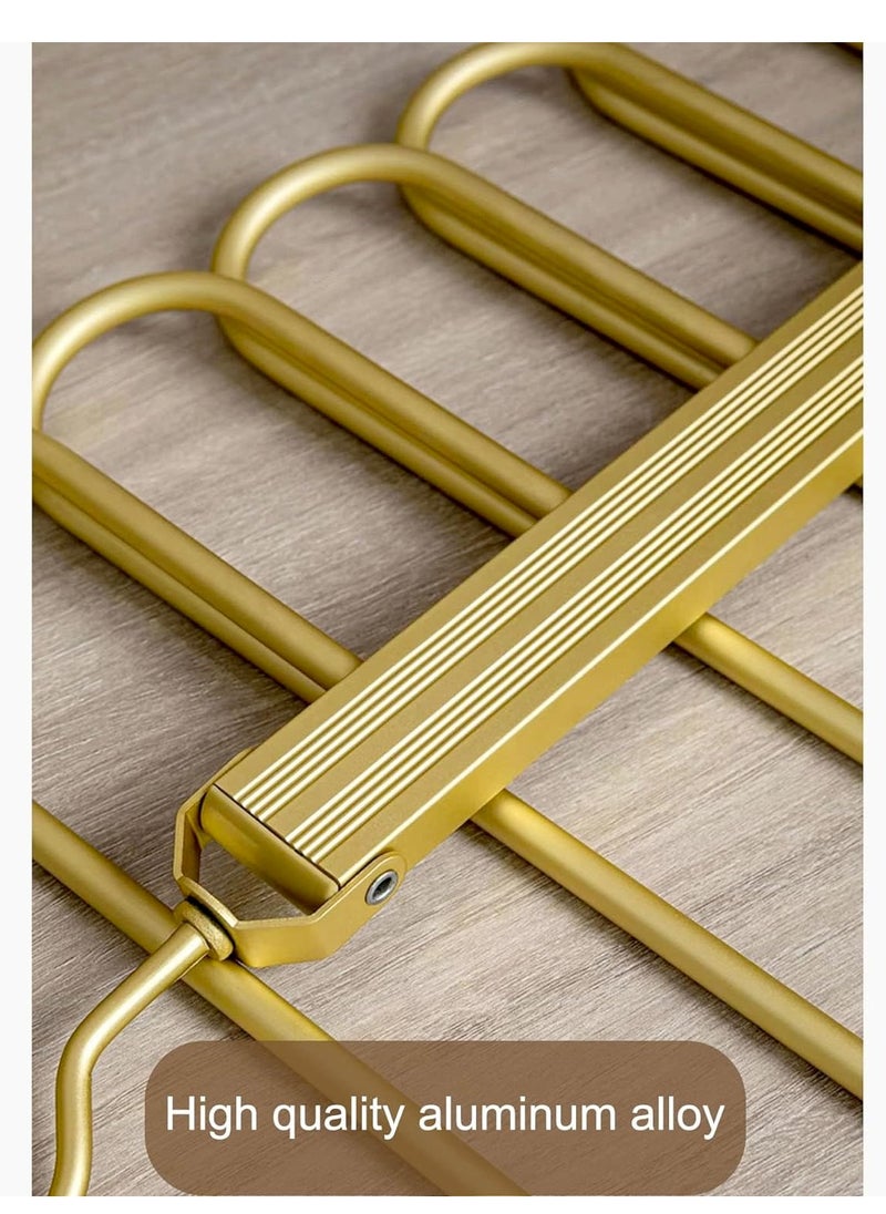 LEDIN - Pants Hangers Space Saving Pants Organizer for Closet and No Assembly Required Multi-Functional Pants Rack for Slacks Jeans Trousers Skits Scarf etc (Gold 1Pack) - Image 1