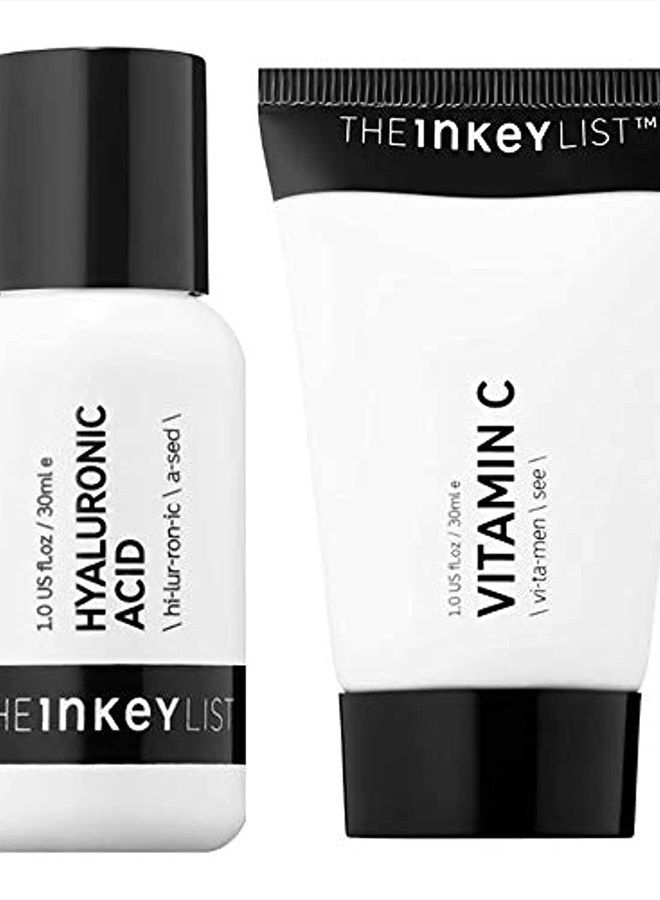 The Inkey List Face Serum And Cream Skincare Set! Hyaluronic Acid Serum And Vitamin C Cream! Antioxidant & Skin Brightening Face Cream! Hydrating Serum For Wrinkles, Dryness And Fine Lines!  - Image 1