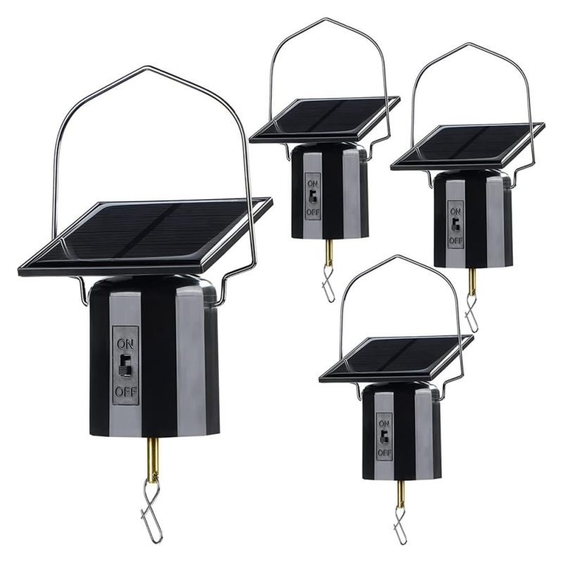 Solar Rotating Motor: 4-Pack Black 6.8W × 17H Cm, Uninterrupted Solar Power, Weather-Resistant Design - 4 Lb Weight Capacity Solar Spinner for Outdoor Garden Patio Decor - Image 1