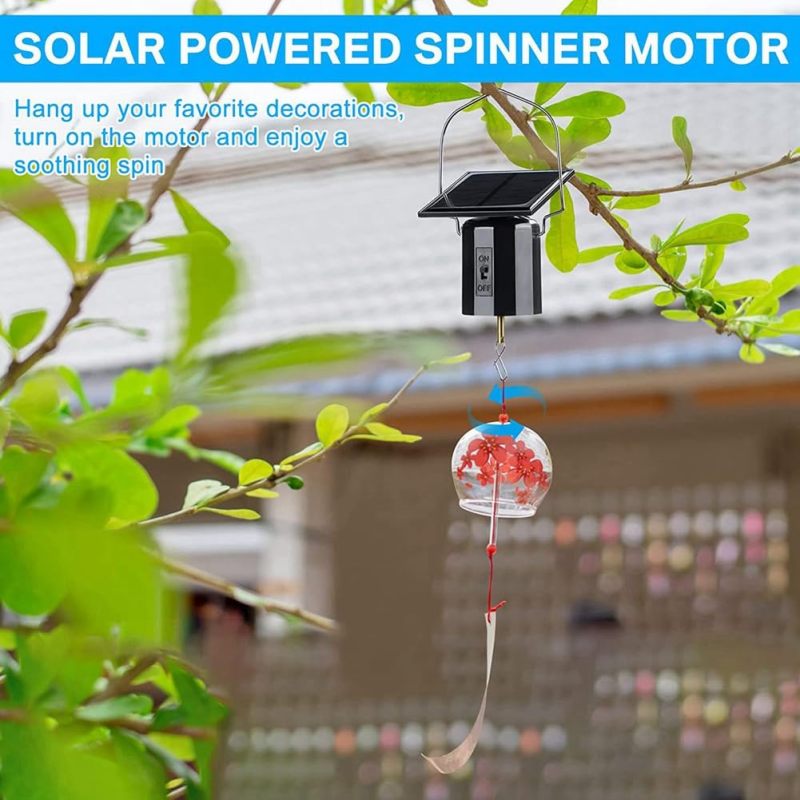 Solar Rotating Motor: 4-Pack Black 6.8W × 17H Cm, Uninterrupted Solar Power, Weather-Resistant Design - 4 Lb Weight Capacity Solar Spinner for Outdoor Garden Patio Decor - Image 4