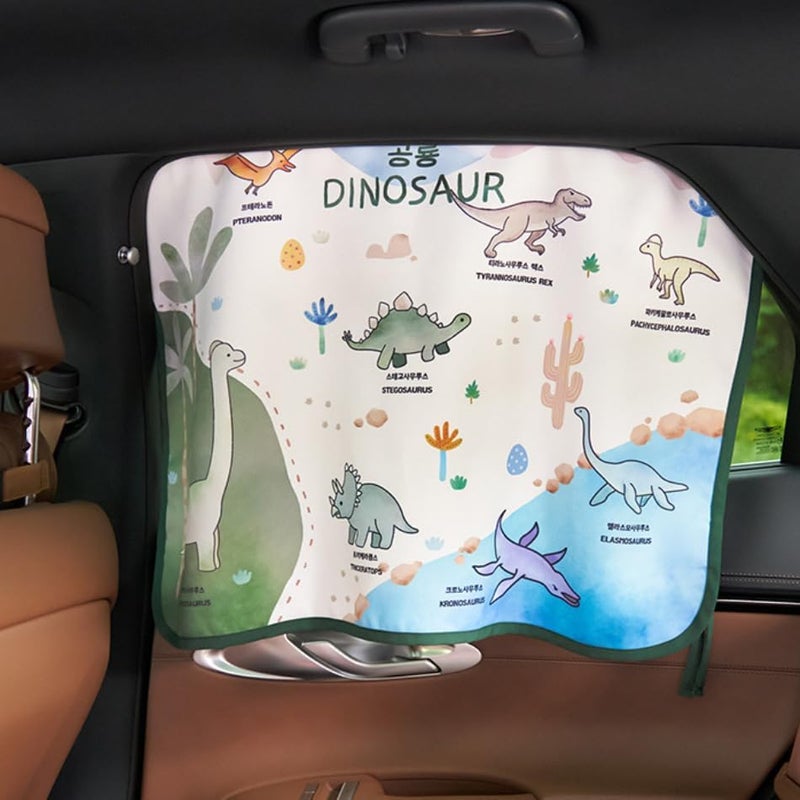 bebedeco Magnetic Car Sun Shade Curtain for Side Window – Sun Blocker and UV Protector for Baby, Kids, and Pets – Universal Fit with Built-in Magnets for Steel-Framed Door (Magnet-Dino Friends) - Image 3