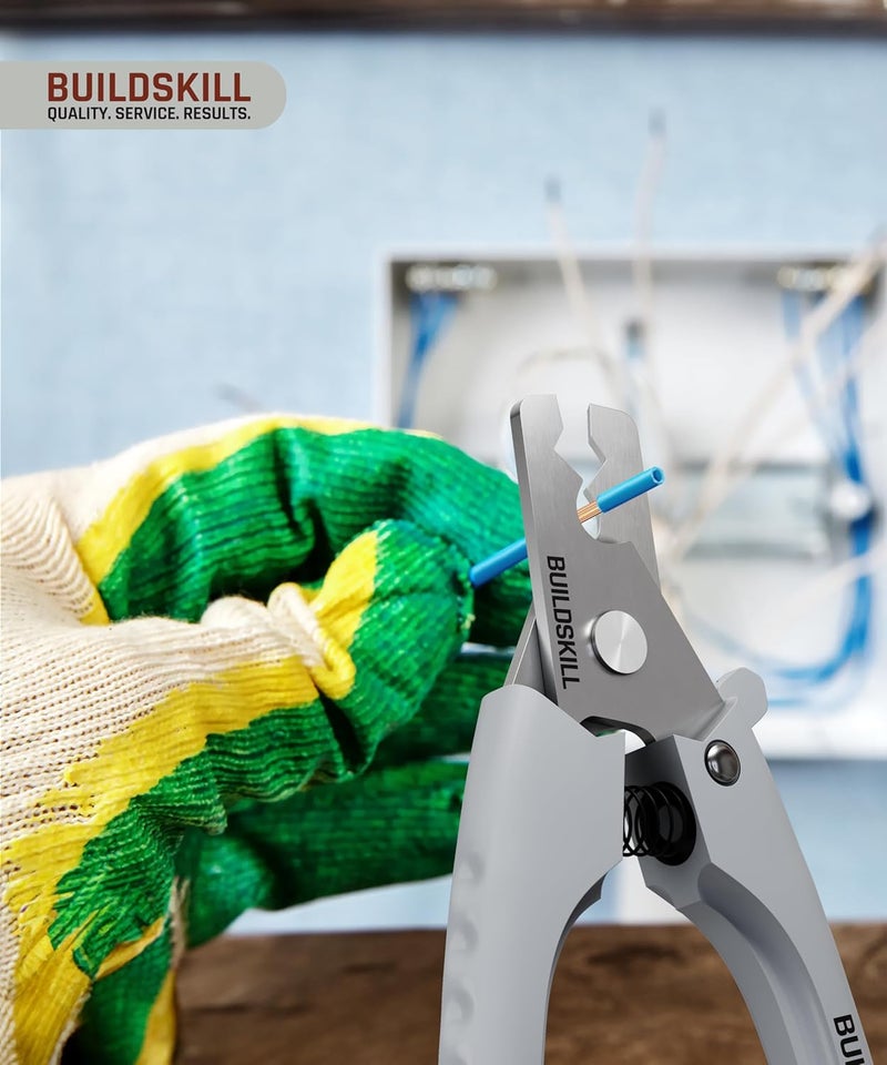 BUILDSKILL Wire Cutter and Stripper - Stainless Steel Electrical Tool for Electronics, Electrical tool for Industrial & Home Use - Strips Wires in One Step, Sharp Edges, Comfortable Grip, Hang Hole - Image 4