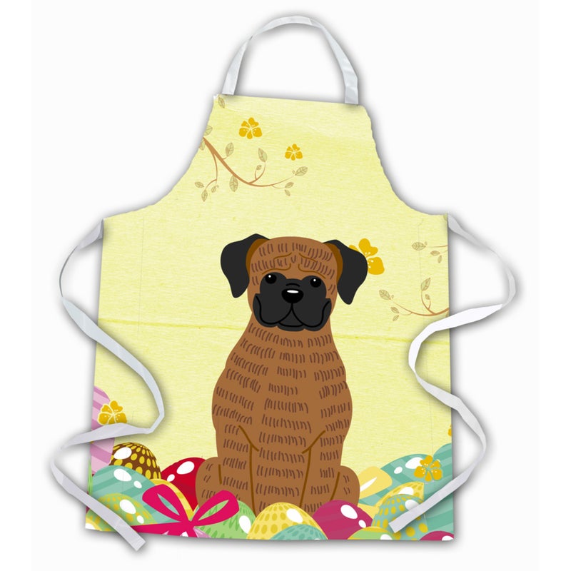 Caroline's Treasures ""Caroline's Treasures Easter Eggs Brindle Boxer Apron  Large  Multicolor""