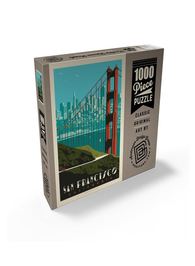 MyPuzzle.com MyPuzzle San Francisco: Golden Gate Bridge Skyline, Vintage Poster - Premium 1000 Piece Jigsaw Puzzle for Adults - Image 2