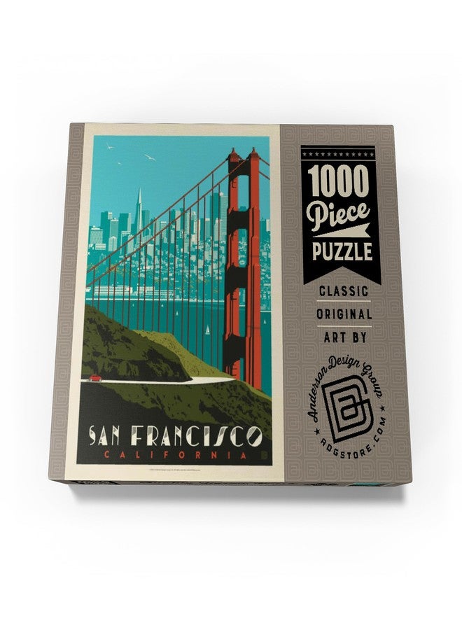 MyPuzzle.com MyPuzzle San Francisco: Golden Gate Bridge Skyline, Vintage Poster - Premium 1000 Piece Jigsaw Puzzle for Adults - Image 4
