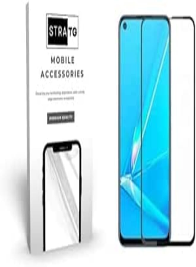 StraTG Samsung A21 / A21s Glass Screen Protector - Crystal Clear Protection for Your Smartphone Display - Black Frame