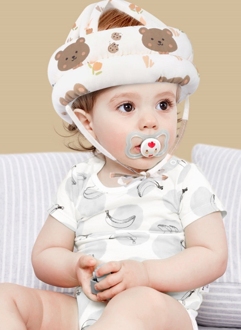 Baby Safety Hat Infant Head Protector Cushion Summer Breathable Adjustable Kids Children Protection Helmet （Cute Bear Pattern） - Image 1