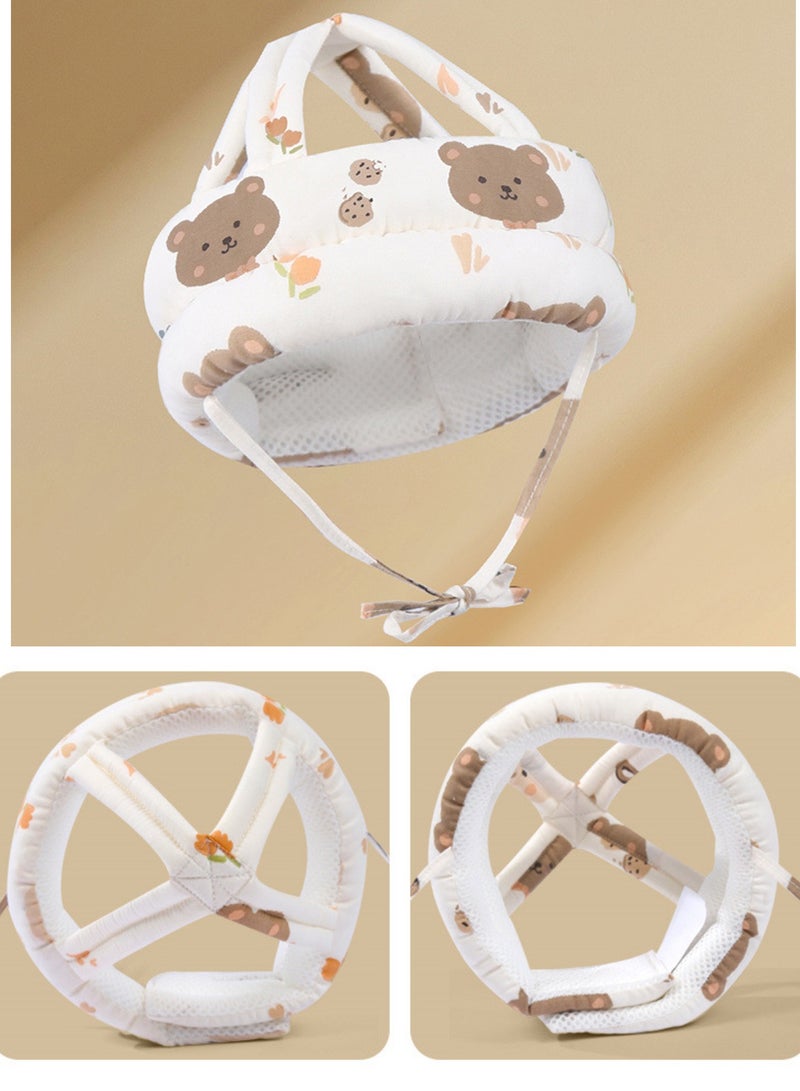 Baby Safety Hat Infant Head Protector Cushion Summer Breathable Adjustable Kids Children Protection Helmet （Cute Bear Pattern） - Image 2