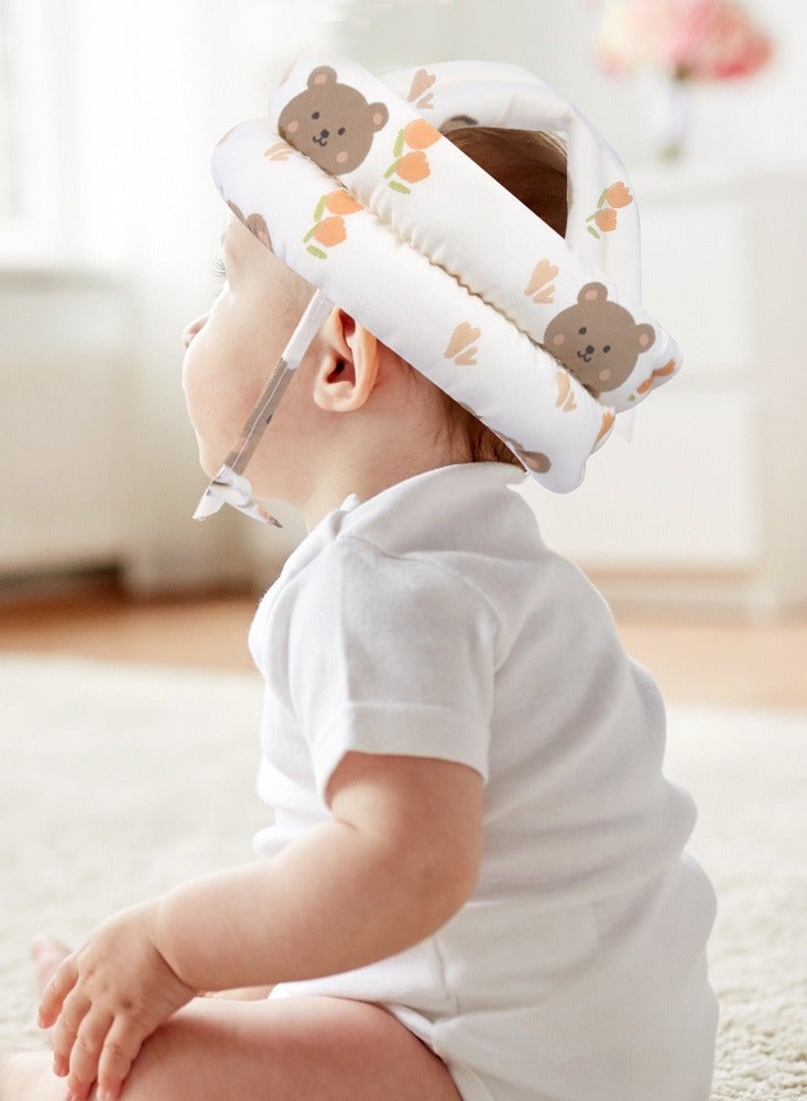 Baby Safety Hat Infant Head Protector Cushion Summer Breathable Adjustable Kids Children Protection Helmet （Cute Bear Pattern） - Image 3