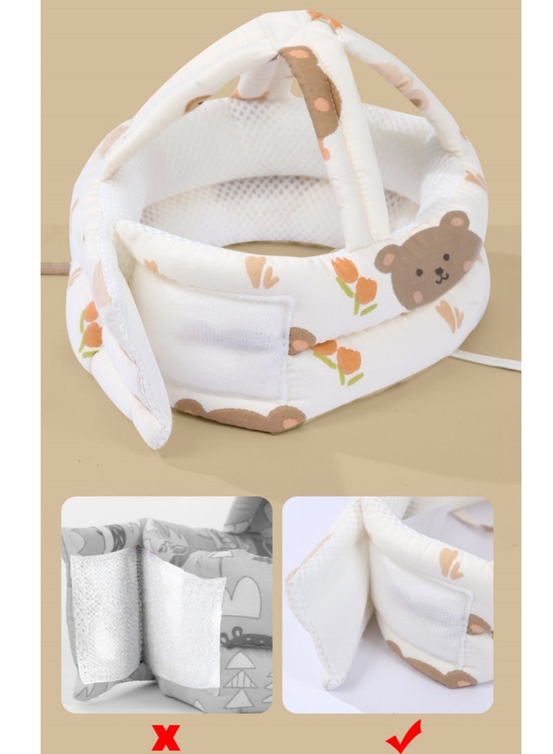 Baby Safety Hat Infant Head Protector Cushion Summer Breathable Adjustable Kids Children Protection Helmet （Cute Bear Pattern） - Image 5
