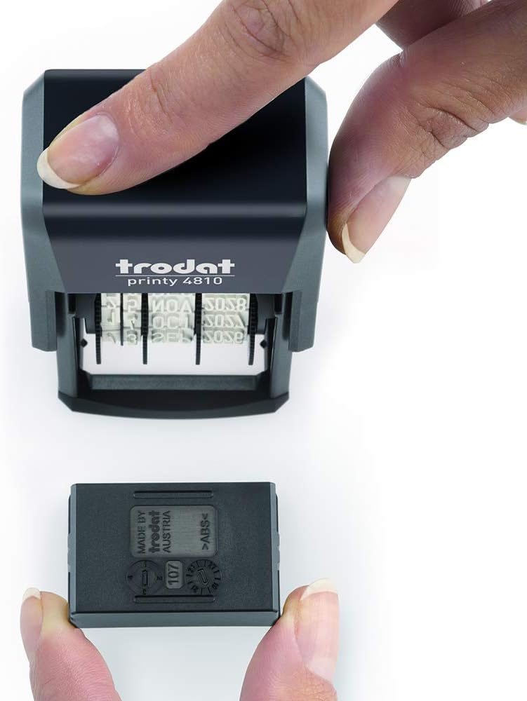 Trodat Printy 4810 Self Inking Date Stamp - Day, Months, (In Letters) Year - Black Ink Impression Size: 20 x 3.8mm - Image 3