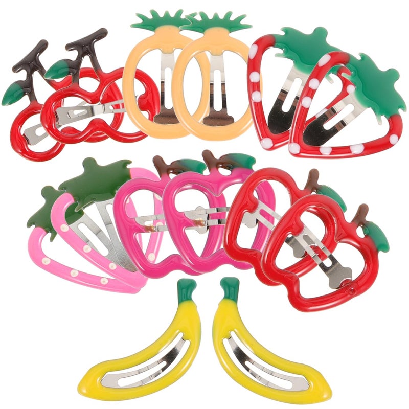 14pcs Fruit Shaped Hair Clips for Kids Girls Adorable Hair Bobby Barrettes Banana Pineapple Strawberry Strawberry Each