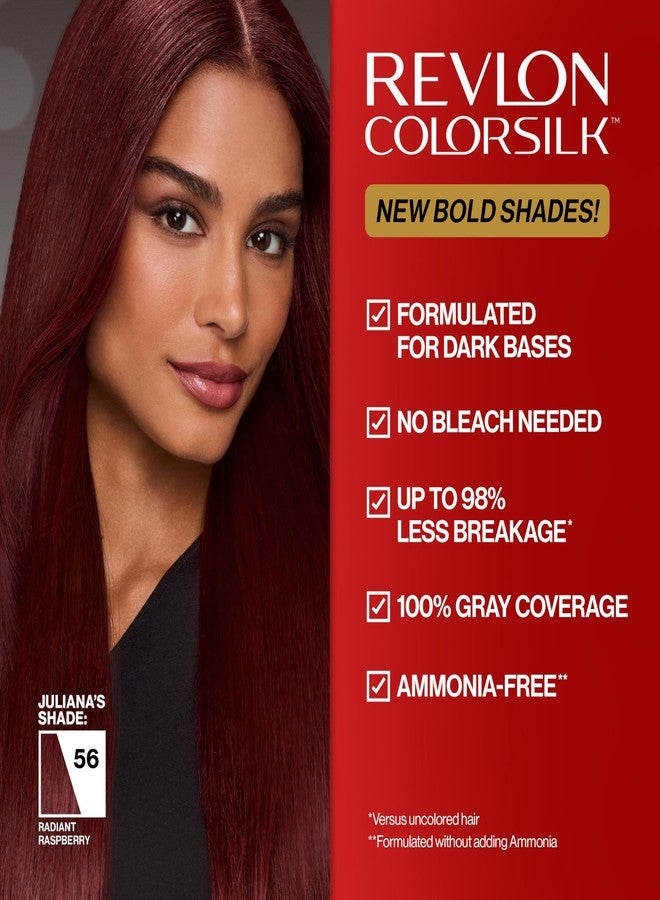 Revlon ColorSilk with Bond Repair Complex, Permanent Hair Color, 100% Gray Coverage, Ammonia Free Dye, Vegan Keratin, 56 Radiant Raspberry, 3 pack - Image 4