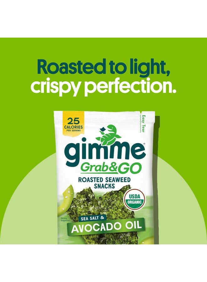 Gimme وجبات خفيفة من الأعشاب البحرية المحمصة العضوية الممتازة من جيمي، ملح البحر وزيت الأفوكادو، 5 قطع بدون صينية، كيتو، نباتي، خالي من الغلوتين، مصدر لأوميغا 3، وجبة خفيفة صحية أثناء التنقل للأطفال والبالغين - Image 4