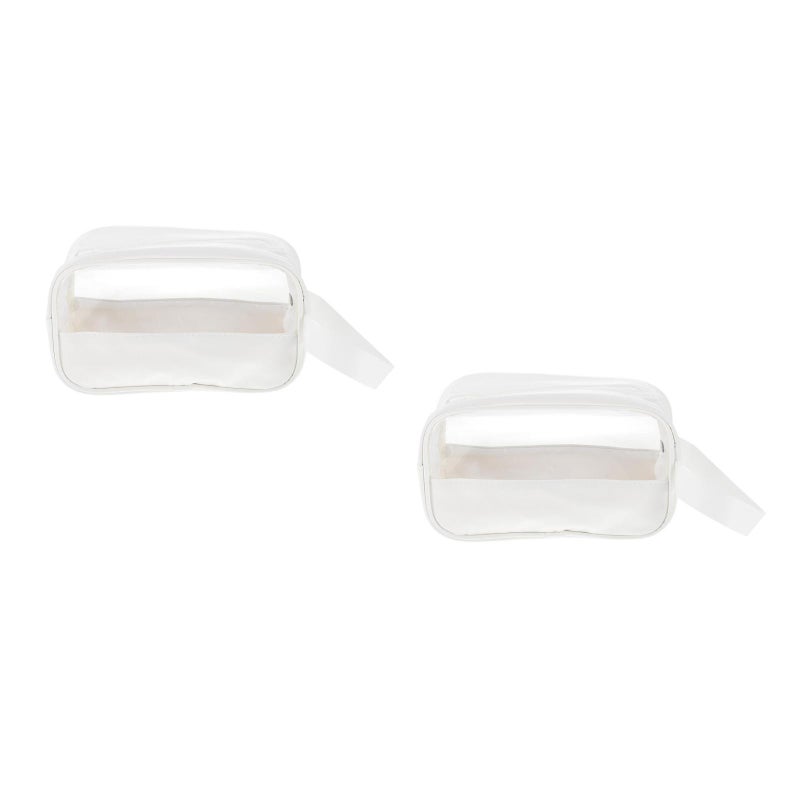 2 pcs Simple PU Makeup Bag Portable Transparent Toiletries Bag Travel Makeup Bag - Image 1
