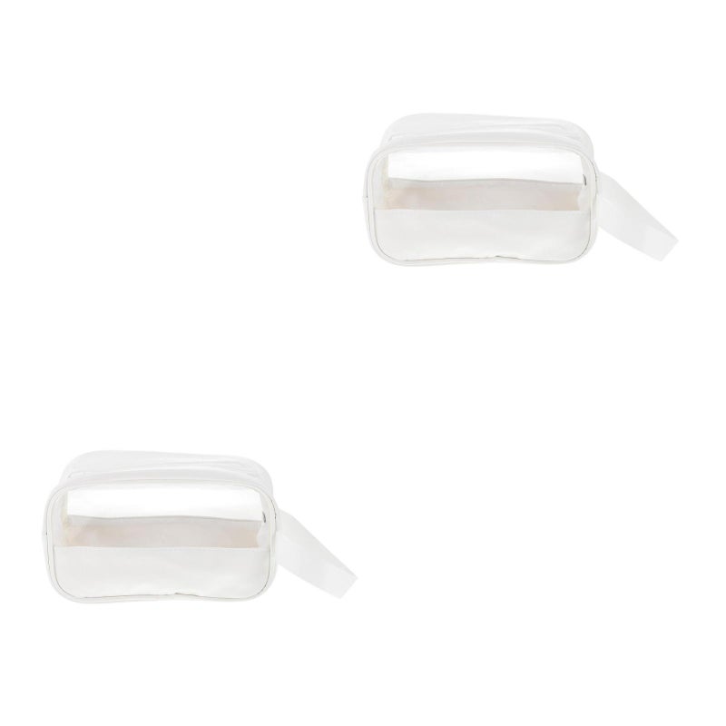2 pcs Simple PU Makeup Bag Portable Transparent Toiletries Bag Travel Makeup Bag - Image 5