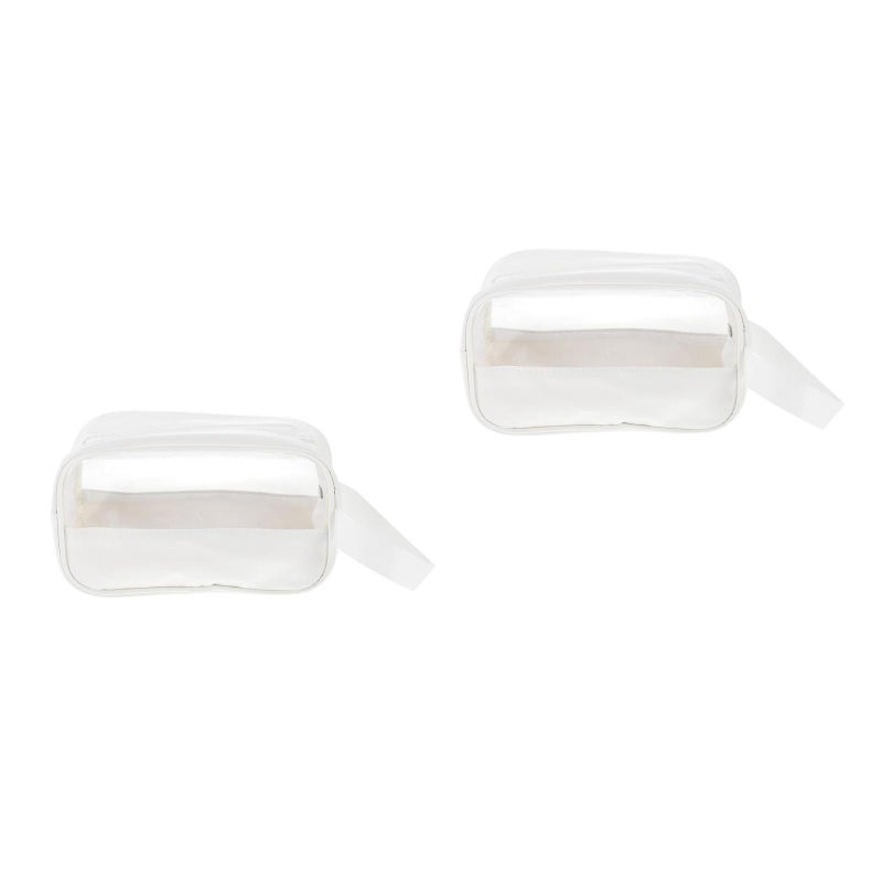 2 pcs Simple PU Makeup Bag Portable Transparent Toiletries Bag Travel Makeup Bag - Image 4