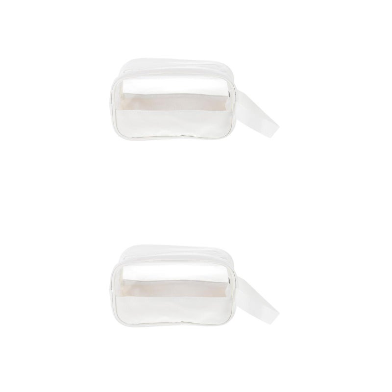 2 pcs Simple PU Makeup Bag Portable Transparent Toiletries Bag Travel Makeup Bag - Image 3