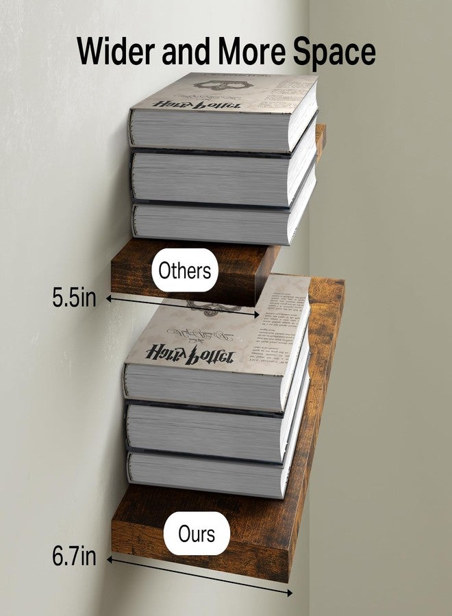 BAYKA Floating Shelves Set of 3, 22.5" Rustic Wood Wall Mounted Shelves for Bathroom, Bedroom, Living Room, Kitchen & Office, Hanging Display Shelf with 22 lbs Capacity (Rustic Brown) - Image 5