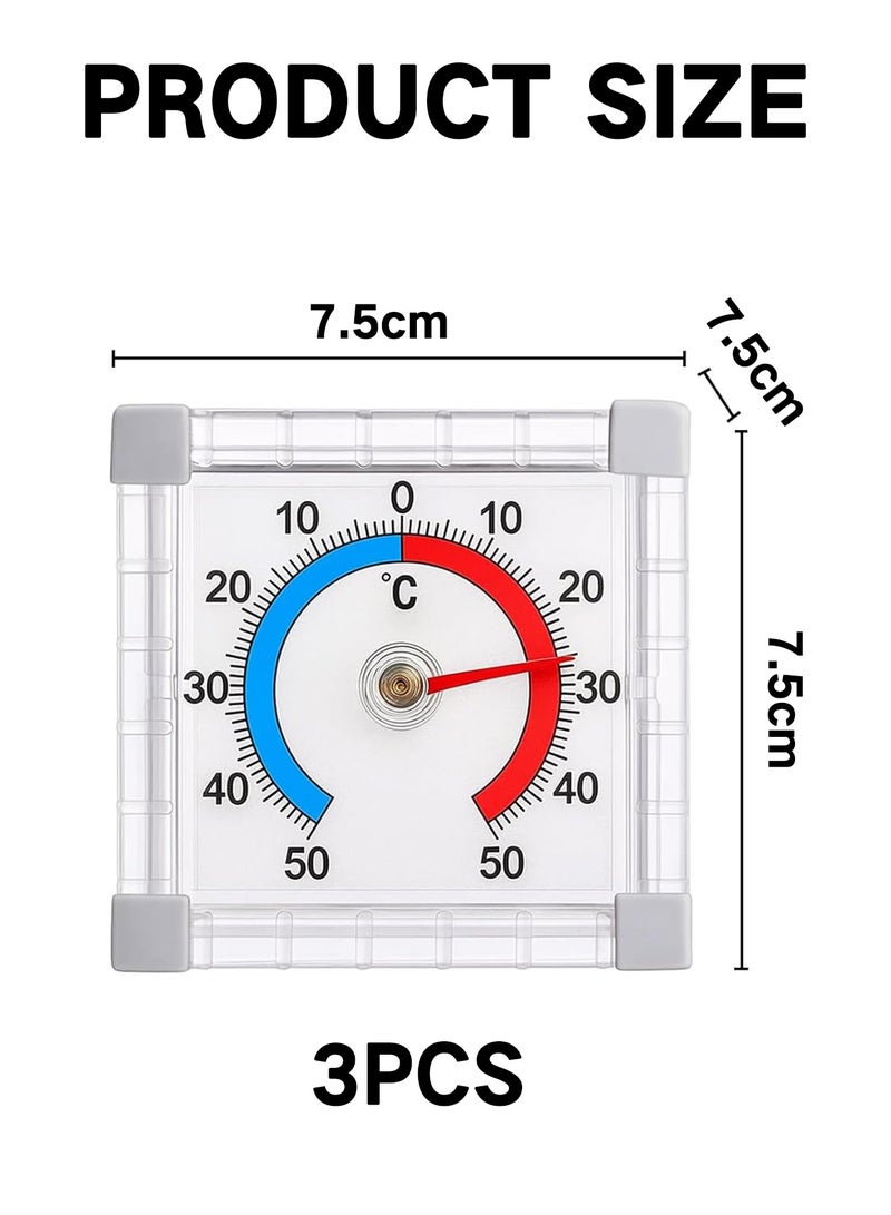 GOOGO 3PCS Self Adhesive Window Thermometers for Outdoors, Analogue Window Thermometer with Temperature Display -/+50°C for Home Garden Patio Indoor & Outdoor Use - Image 2