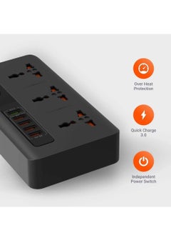 4 USB Port 3.4A + 1 Quick Charge 3.0 with 3 Universal Power Sockets 10A, Independent Power Switch with Timer,Sockets USB HUBS,Charging Station,Over Heat Protection (Black) - pzsku/Z9756EFE0480EE27CF566Z/45/_/1669400365/9e91de8a-113b-484d-86d0-6ece5e532822