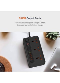 4 USB Port 3.4A + 1 Quick Charge 3.0 with 3 Universal Power Sockets 10A, Independent Power Switch with Timer,Sockets USB HUBS,Charging Station,Over Heat Protection (Black) - pzsku/Z9756EFE0480EE27CF566Z/45/_/1669400365/a8351054-d9e4-4fb6-8c99-397d9e3e2b4a