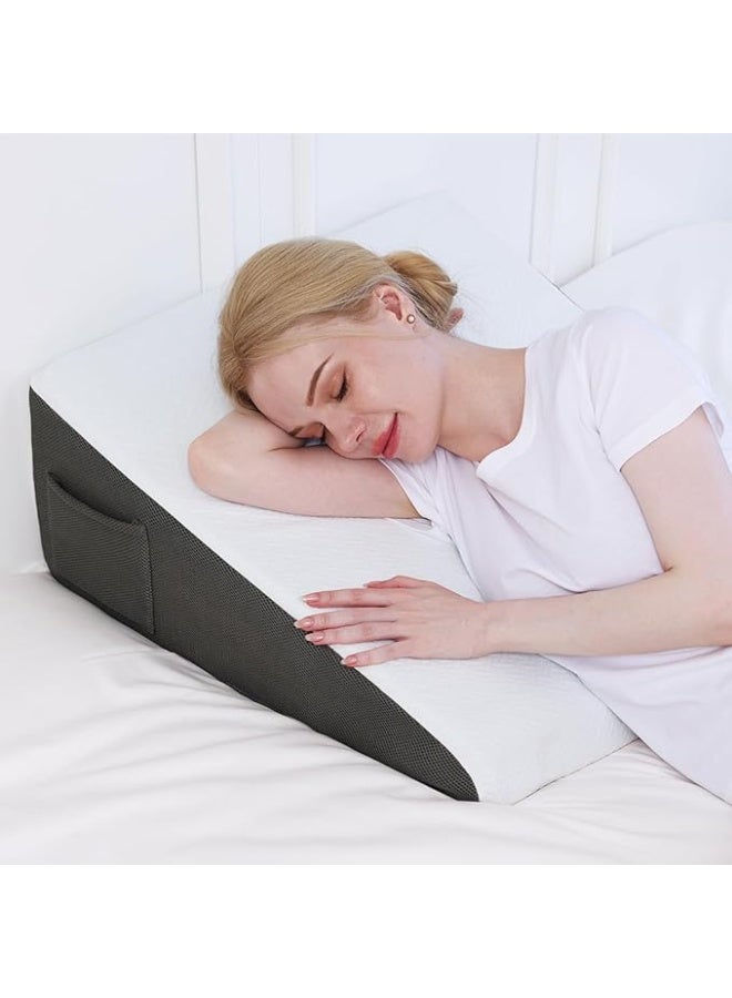 مخدة إسفنجية طبية داعمة للنوم بارتفاع 10 بوصة - وسادة الارتجاع المريئي والشخير وما بعد العمليات - عملي ومريح للاستخدام اليومي - Image 1