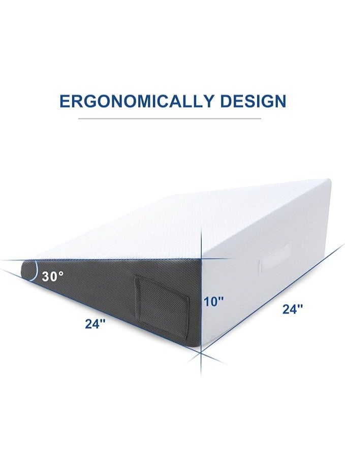 مخدة إسفنجية طبية داعمة للنوم بارتفاع 10 بوصة - وسادة الارتجاع المريئي والشخير وما بعد العمليات - عملي ومريح للاستخدام اليومي - Image 2