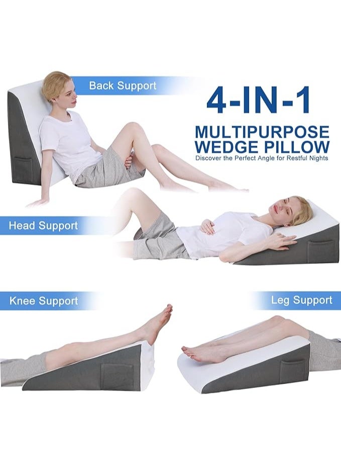 مخدة إسفنجية طبية داعمة للنوم بارتفاع 10 بوصة - وسادة الارتجاع المريئي والشخير وما بعد العمليات - عملي ومريح للاستخدام اليومي - Image 5