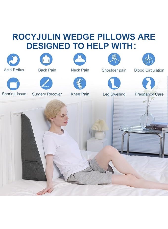 مخدة إسفنجية طبية داعمة للنوم بارتفاع 10 بوصة - وسادة الارتجاع المريئي والشخير وما بعد العمليات - عملي ومريح للاستخدام اليومي - Image 4