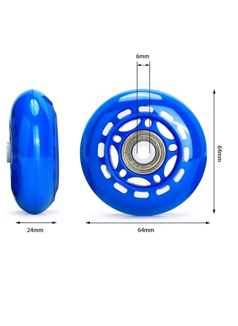Y&D - 8 Pack 64mm, 82A/84A Inline Skate Wheels with ABEC-7 Bearing, Indoor/Outdoor Roller Wheels, Blade Skating Training for Scooters,Beginner Blades Replacement Wheel - Image 1