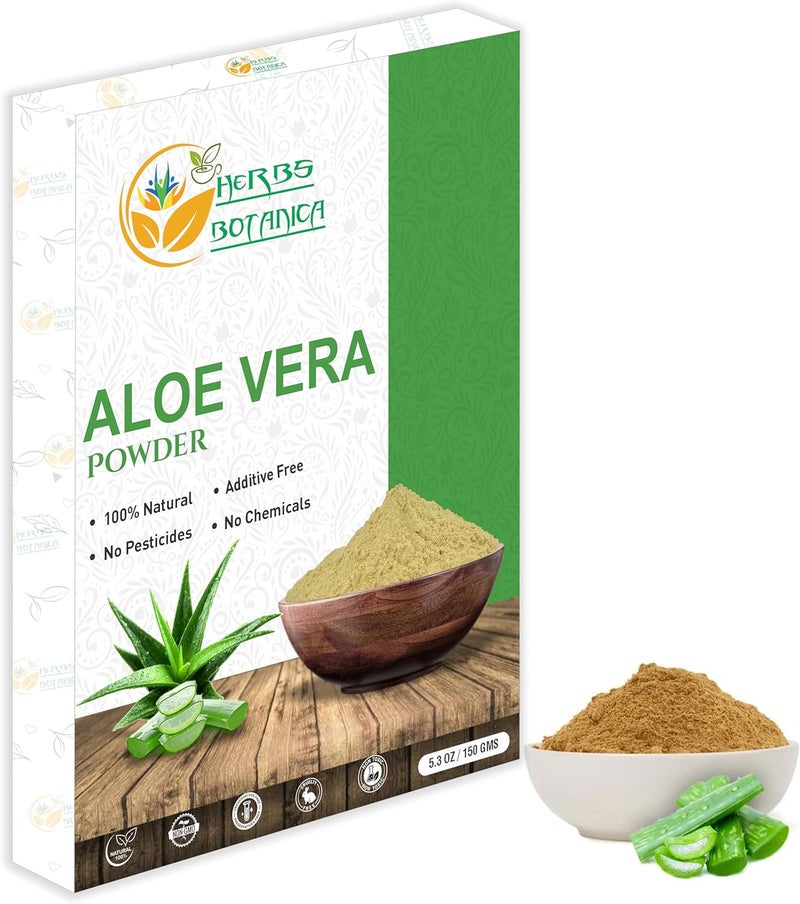 HERBS BOTANICA Herbs Botanica Aloe Vera Powder for Hair Growth, Skincare, Haircare, Moisturizing, and Soothing Aloe Barbadensis Vegan NO GMO 5.3oz /150g
