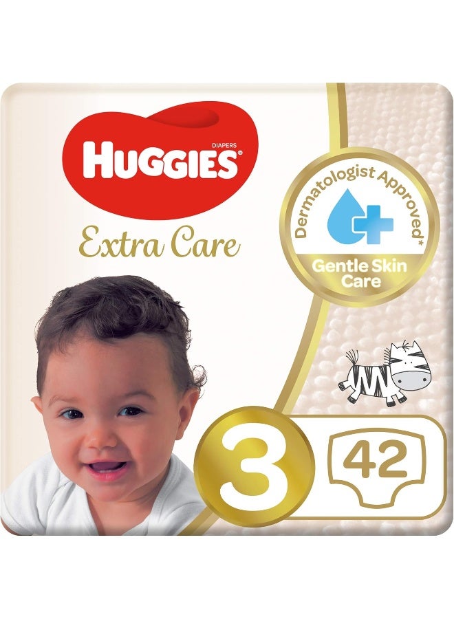Huggies Extra Care, Size 3, 4 - 9 kg, Value Pack, 42 Diapers - Packaging May Vary