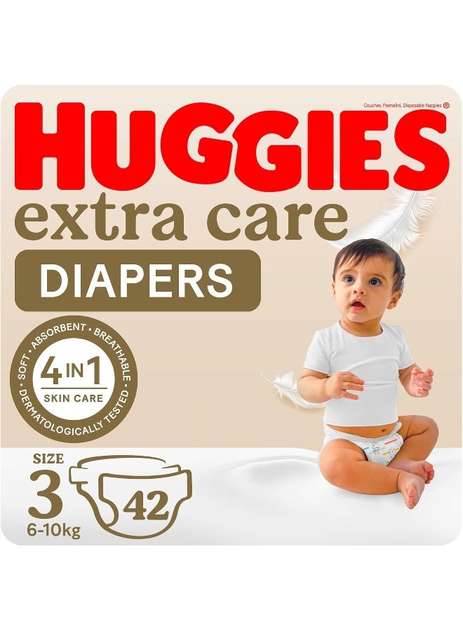 Huggies Extra Care, Size 3, 4 - 9 kg, Value Pack, 42 Diapers - Image 2