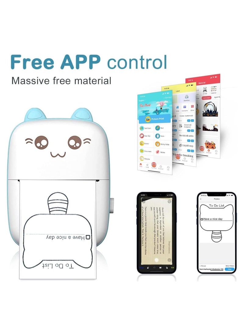 General Mini  Printer,Portable Labler Maker with 13 Rolls Paper,Bluetooth Sticker Printer Wireless Inkless printer Compatible with iOS/Android for Study Notes Journal,Memo,Photo,Lists,QR,Adress  - Image 3