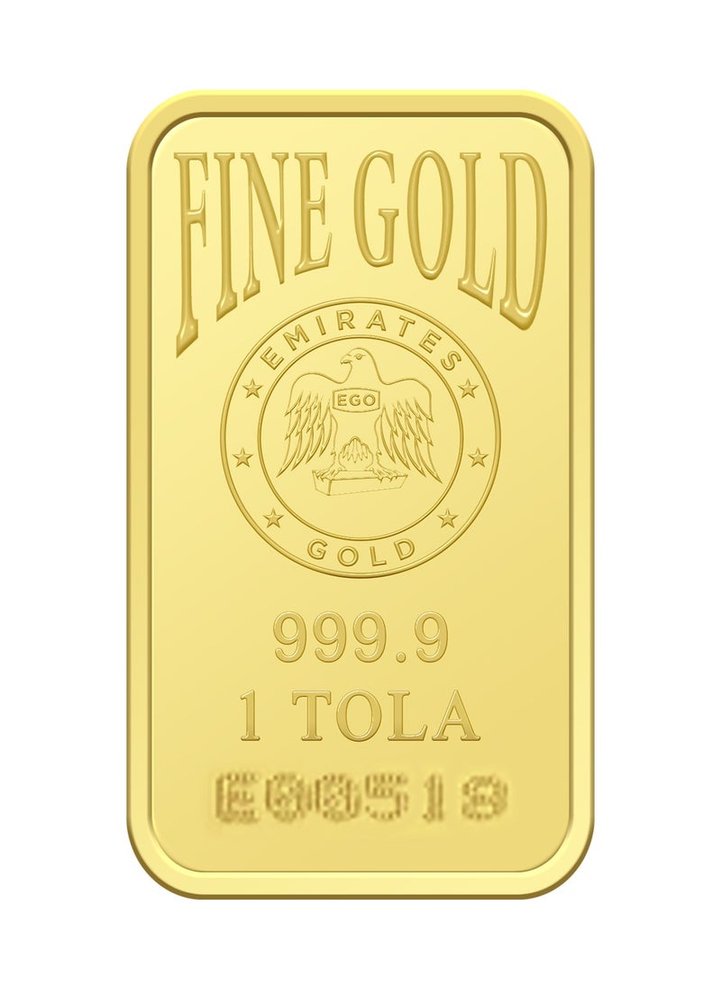 Emirates Gold Emirates 1 Tola 999.9 Purity Gold Bar - FKJGBR24K2204  - Image 1