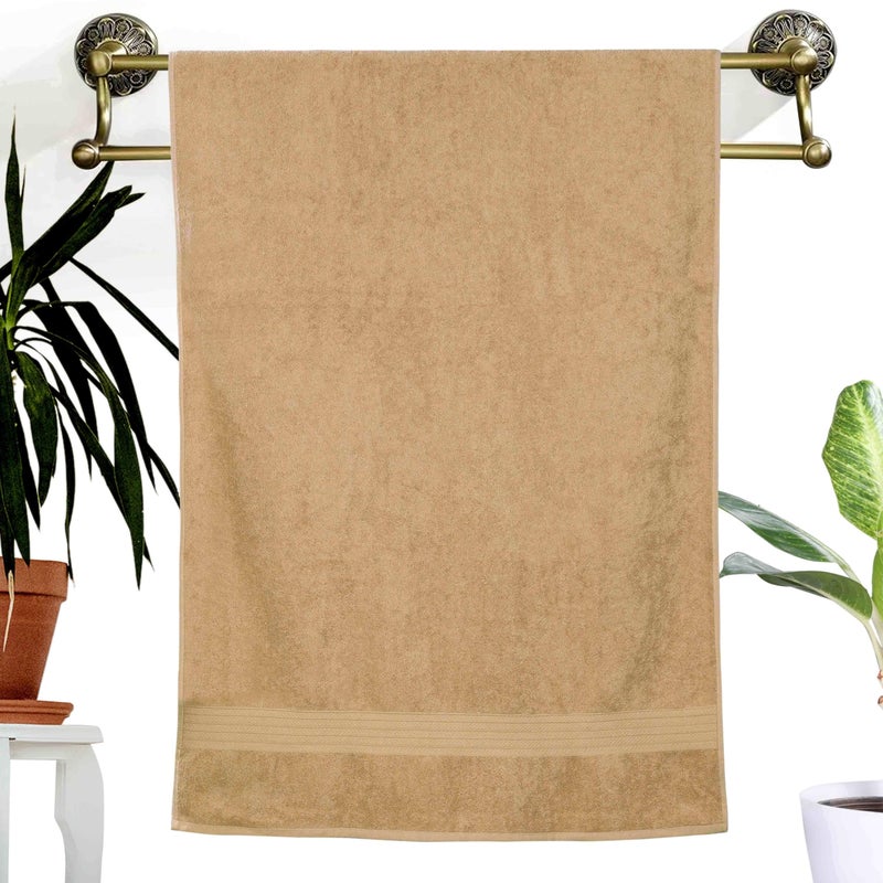 Dreamscape 100% Cotton 550 GSM Bath Towel Set of 2, Size 70 x 145 cm, Light Grey & Beige - Image 2