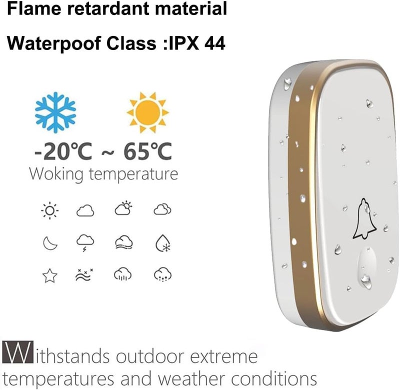 LUAMB Wireless Doorbell, 1,000ft Range Loud Enough with 5Volume Levels and Mute Mode Door Chimes LED Flashing - Image 5