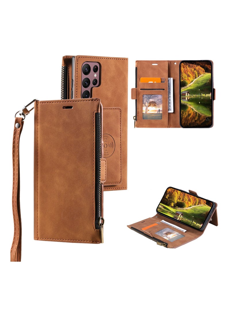 Suteni Flip Cover Card Slots Magnatic Leather Phone Case for Samsung - Image 3