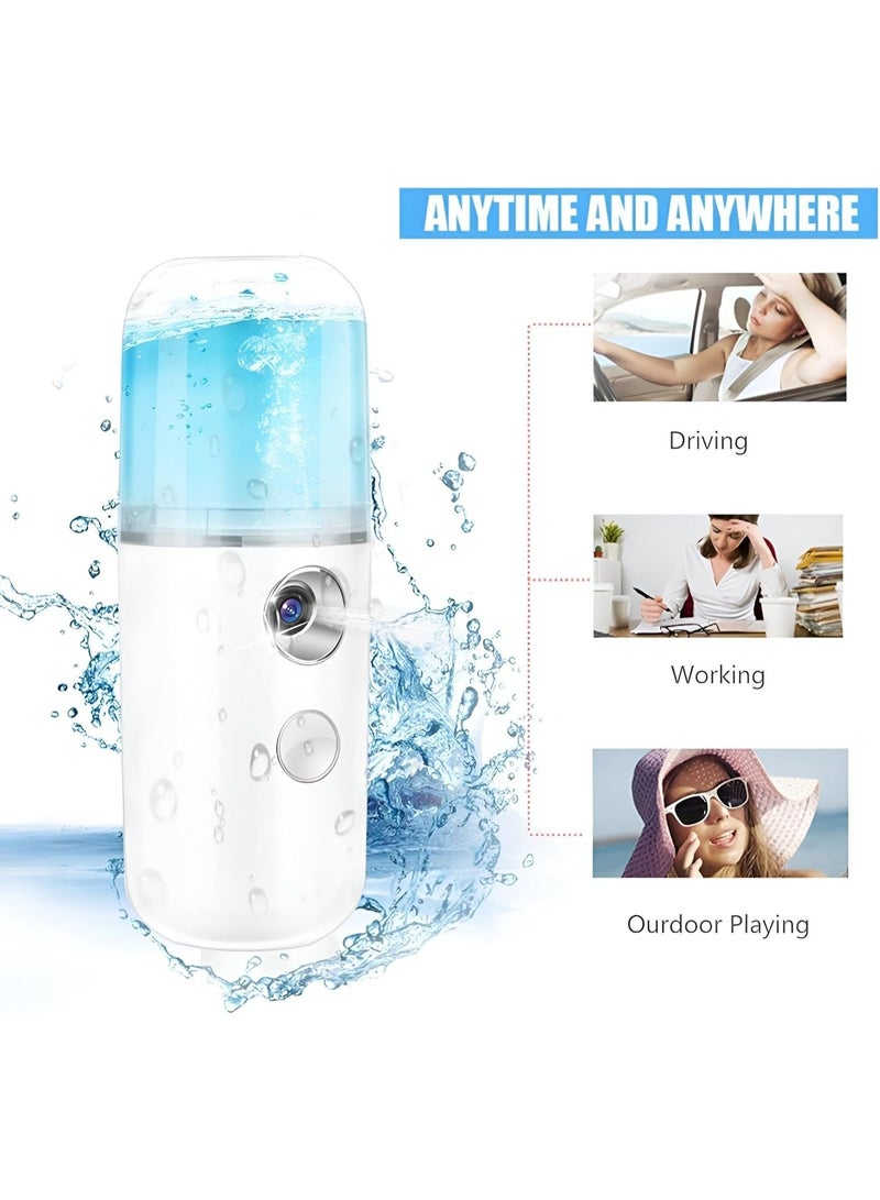 بخاخ نانو ميست محمول لترطيب الوجه - جهاز بخار للوجه برذاذ بارد قابل لإعادة الشحن عبر USB مع خزان مياه شفاف 30 مل لتثبيت المكياج والعناية بالبشرة - Image 5