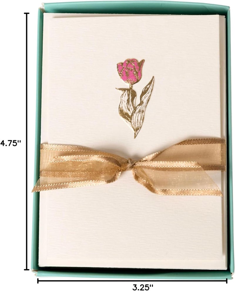 Graphique Tulip Cards | Pack of 10 Cards with Envelopes | Blank Inside | All Occasion Greetings | La Petite Presse Collection | Embossing and Gold Foil Accents | Boxed Set | 3.25" x 4.75" - Image 4